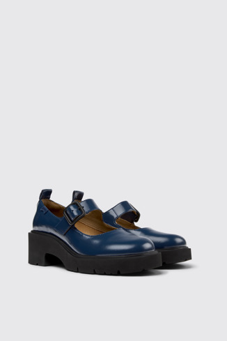 Milah Zapatos de piel azul para mujer.