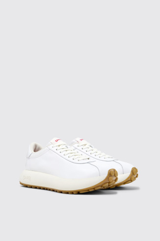 Front view of Pelotas Athens White Leather Sneakers for Women.