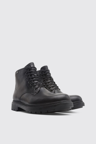 Front view of Hardwood Black Ankle Boots for Men