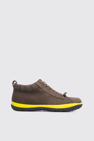 Side view of Peu Pista Brown Gray Casual Shoes for Men