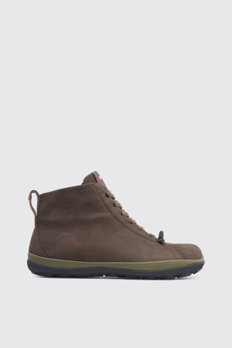 Side view of Peu Pista Brown Gray Ankle Boots for Men