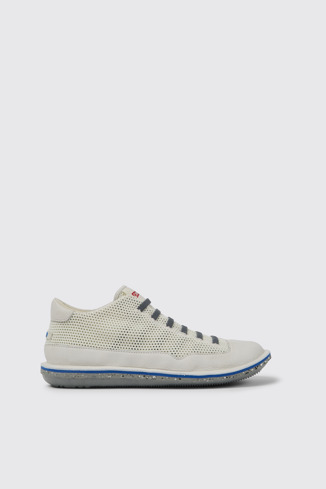 Side view of Beetle White non-dyed leather sneakers for men