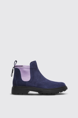Side view of Pop Trading Company Men's blue ankle boot