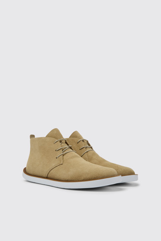 Front view of Wagon Beige nubuck men's shoes