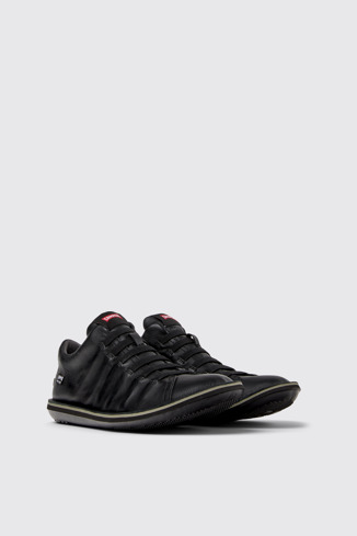 Front view of Beetle - HYDROSHIELD Black Leather Ankle Boots for Men.