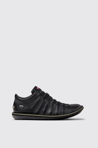 Side view of Beetle - HYDROSHIELD Black Leather Ankle Boots for Men.