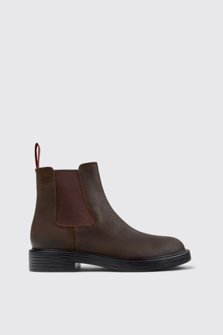 Side view of Dean Brown Nubuck Ankle Boots for Men.