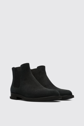 Front view of Iman Black Ankle Boots for Women