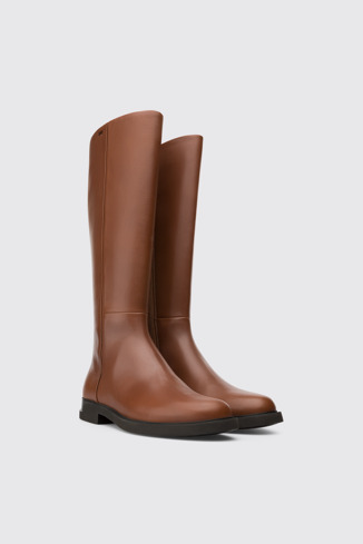 Front view of Iman Brown Boots for Women