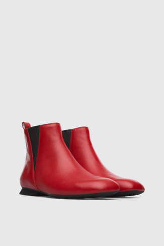 Front view of Casi Myra Red Ankle Boots for Women