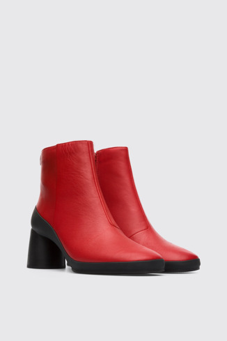 Front view of Upright Red Ankle Boots for Women