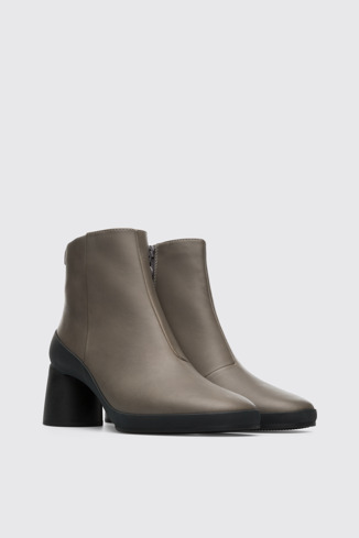 Front view of Upright Grey Ankle Boots for Women