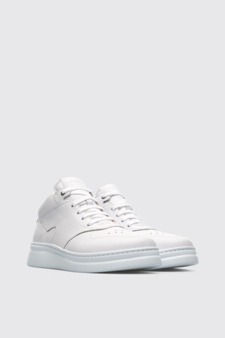 Front view of Runner Up White leather sneakers for women