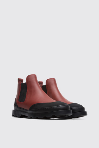 Front view of Brutus Red-brown ankle boot for women