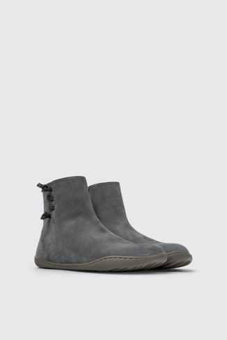 Front view of Peu Gray Nubuck Ankle Boots for Women.