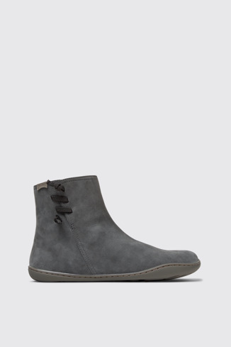 Side view of Peu Gray Nubuck Ankle Boots for Women.