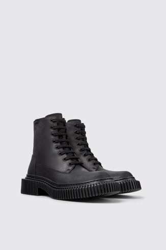 Front view of Pix Berlin Black Nubuck Mid Boots for Women.