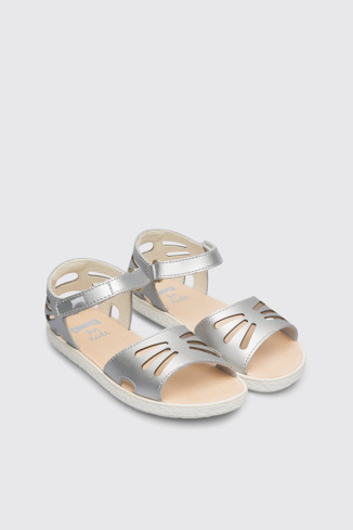 Alternative image of K800259-007 - Miko - Metallic grey sandal for girls.