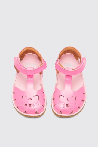 Alternative image of K800366-001 - Twins - Girl’s pink T-strap sandal.
