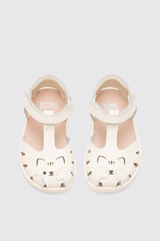 Alternative image of K800366-002 - Twins - Girl’s cream T-strap sandal.