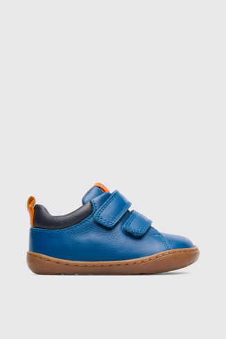 Side view of Peu Blue velcro sneaker for boys
