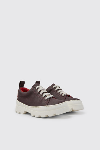 Front view of Brutus Burgundy organic cotton shoes for kids