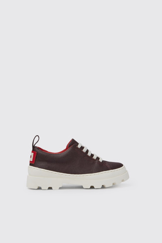 Side view of Brutus Burgundy organic cotton shoes for kids