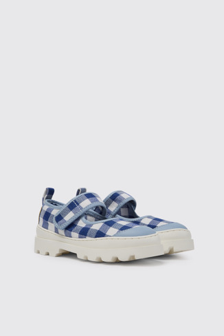 Front view of Brutus Blue and white Mary Jane shoes for kids