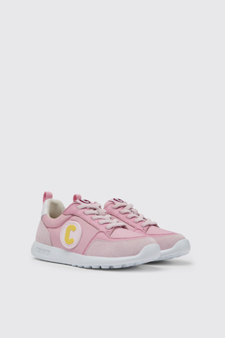 Front view of Driftie Pink and white sneakers for girls