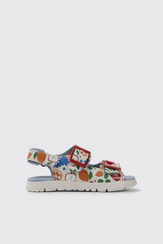 Side view of Oruga Multicolored leather sandals for kids
