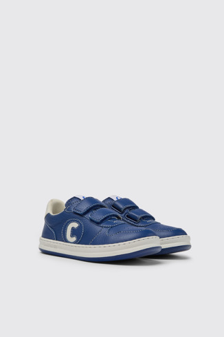 Runner Sneakers en blanco y azul de piel para niños