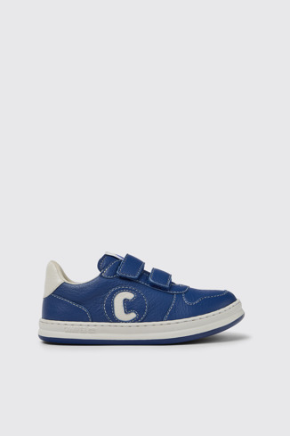 Runner Sneakers en blanco y azul de piel para niños