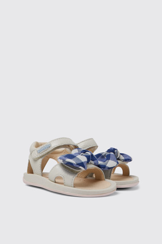 Front view of Bicho White leather sandals for kids