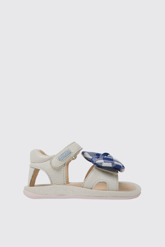 Side view of Bicho White leather sandals for kids