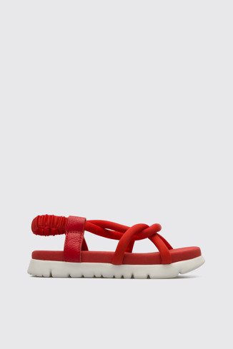 Side view of Oruga Red knotted sandal for kids