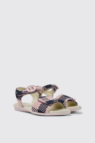 Front view of Twins Pink and blue sandals for girls