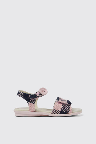 Side view of Twins Pink and blue sandals for girls