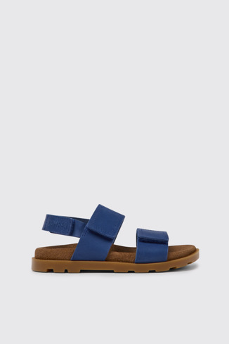 Side view of Brutus Sandal Blue leather sandals for kids