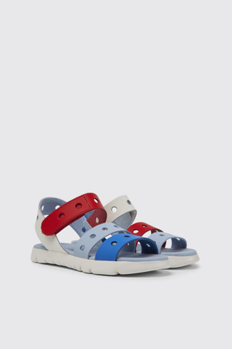 Front view of Twins Multicolored leather sandals for kids