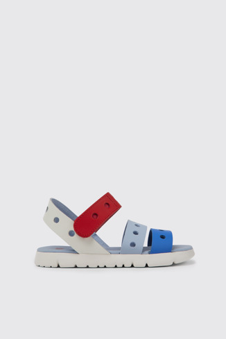Side view of Twins Multicolored leather sandals for kids