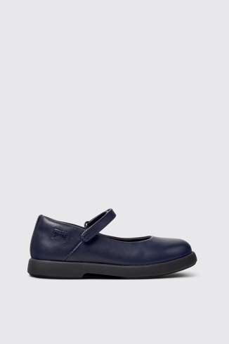 Side view of Duet Blue Leather Ballerinas for Kids.