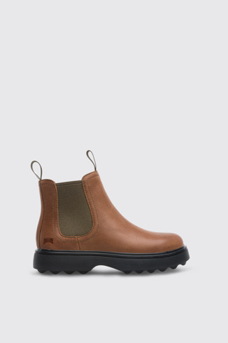 Side view of Norte Brown ankle boot for boys