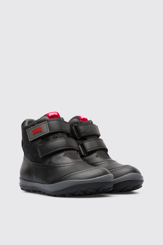 Front view of Peu Pista Black Boots for Kids