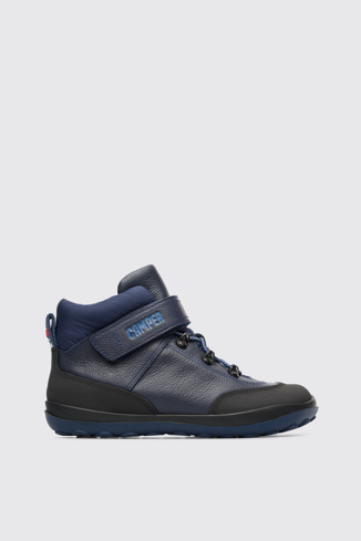 Side view of Peu Pista Waterproof dark blue ankle boot for boys