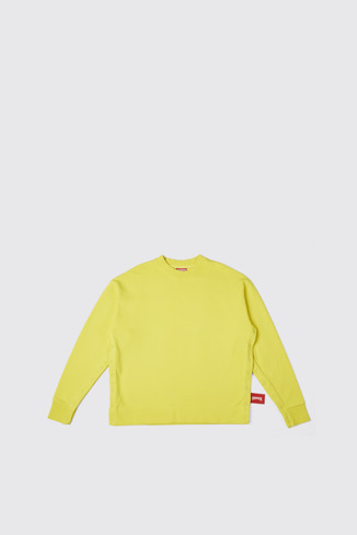 Side view of  Sweatshirt Yellow unisex sweatshirt