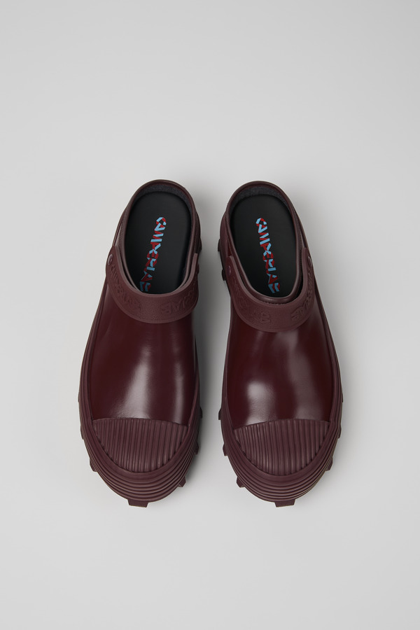 CAMPERLAB Traktori - Unisex Clogs - Burgundy, Size 46, Smooth Leather