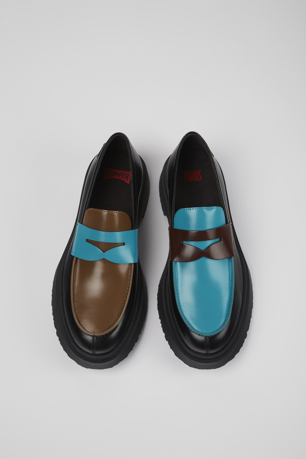 CAMPER Twins - Loafers For Men - Black,Blue,Brown, Size 43, Smooth Leather