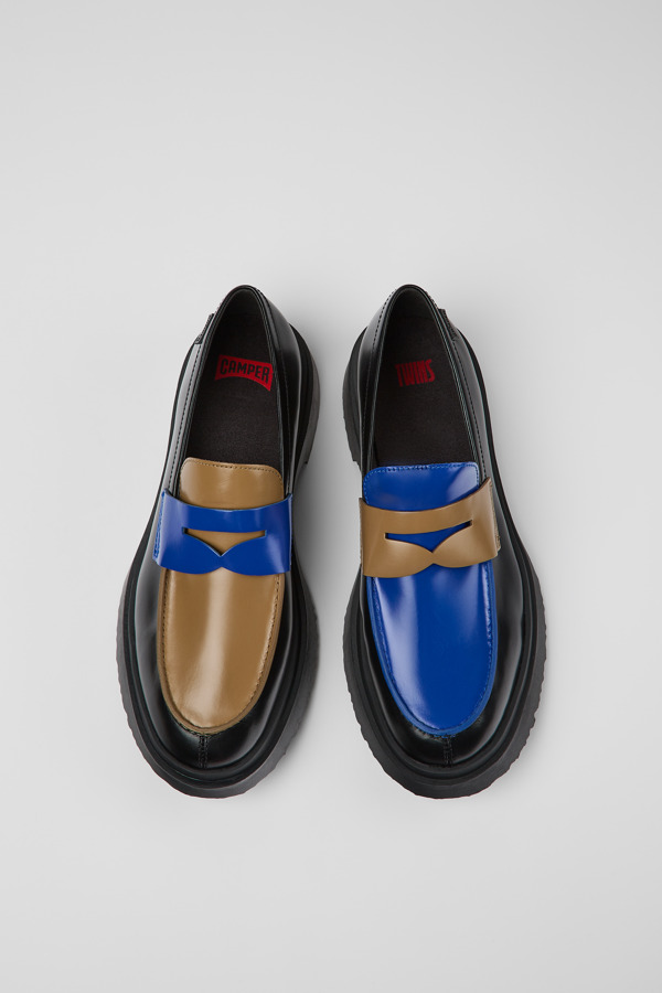 CAMPER Twins - Επίσημα παπούτσια Για Ανδρικα - Μαύρο,Καφέ,Μπλε, Μέγεθος 39, Smooth Leather