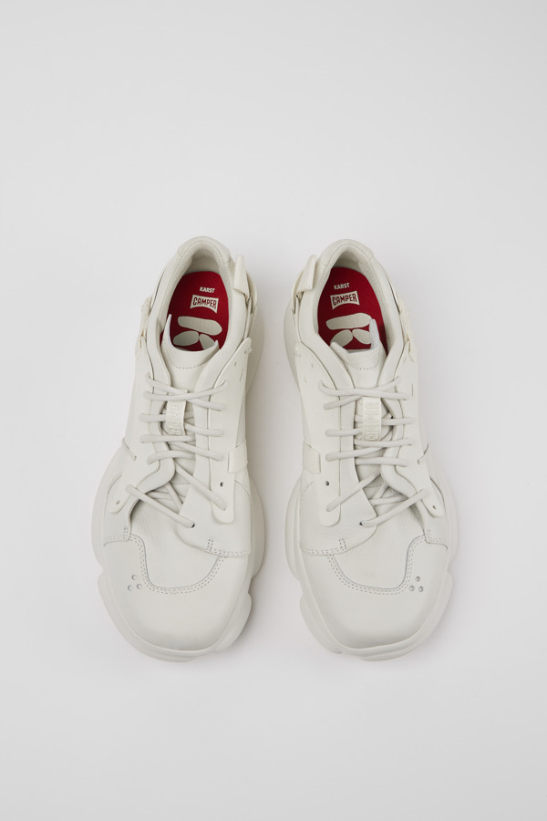 CAMPER Karst - Sneaker Per Uomo - Bianco, Taglia 40, Pelle Liscia/Tessuto In Cotone