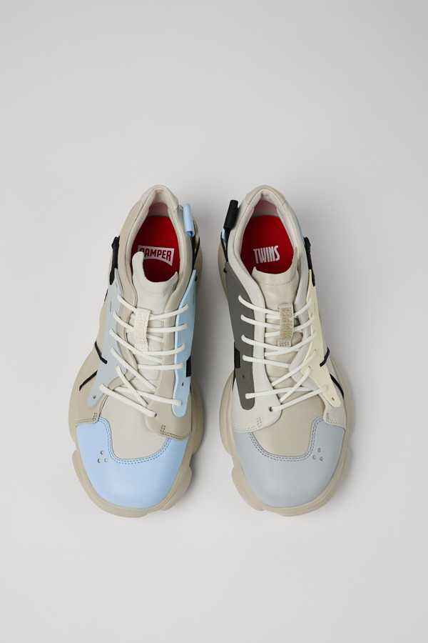 CAMPER Twins - Sneakers Για Ανδρικα - Γκρι,Λευκό,Μπλε, Μέγεθος 43, Smooth Leather/Cotton Fabric